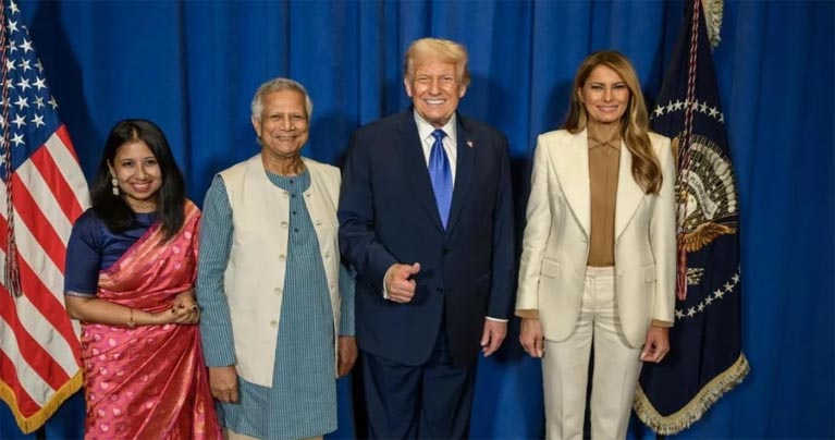 ট্রাম্প দম্পতির সঙ্গে প্রধান উপদেষ্টা ও তার মেয়ের ছবি প্রকাশ