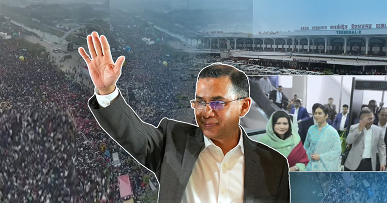 ঐতিহাসিক স্বদেশ প্রত্যাবর্তন তারেক রহমানের, দেড় যুগ পর মাতৃভূমি বাংলাদেশে পৌঁছালেন