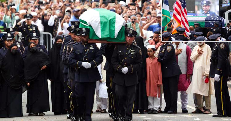 নিউইয়র্কে বাংলাদেশি বংশোদ্ভূত পুলিশ কর্মকর্তা দিদারুলের শেষ শ্রদ্ধায় হাজারো মানুষের ঢল