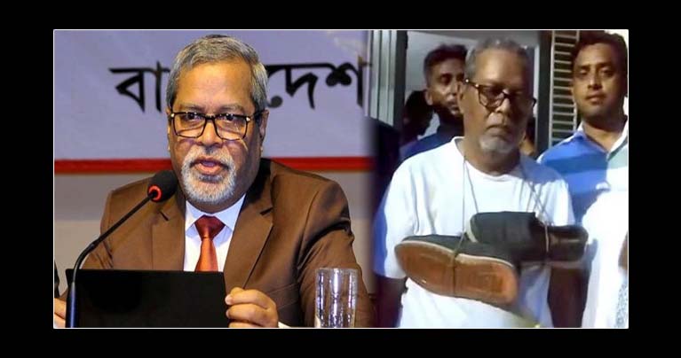 সাবেক সিইসি নুরুল হুদাকে ‘জুতার মালা’ দিয়ে পুলিশে সোপর্দ