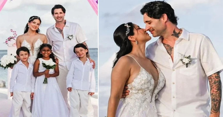 ৩ সন্তানকে নিয়ে ফের বিয়ে করলেন সানি লিওন