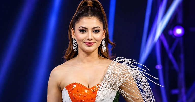 পতাকার আদলে পোশাক পরে তুমুল বিতর্কে উর্বশী রাউতেলার
